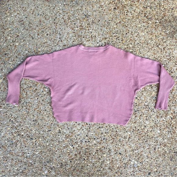 Carmen Marc Valvo Ribbed Dolman Sleeve Dusty Rose Pink Sweater Size L - Picture 10 of 10